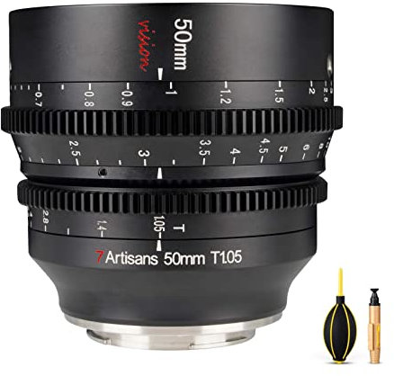 7artisans Vision 50 mm T1.05 - Obiettivo APS-C full frame focale manuale obiettivo cinema grandangolare per supporto Sigma e videocamera RCA