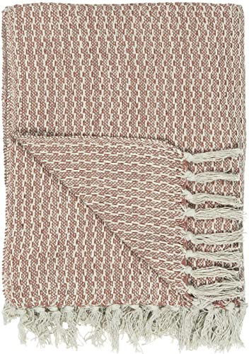 IB Laursen Plaid warmes Creme/Burned 130 x 160 cm Baumwolle Decke Quilt mit Fransen 6510-86