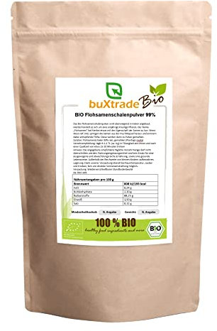 2x1 kg | Bio Flohsamenschalenpulver 99% | Pulver | Flohsamen | Buxtrade