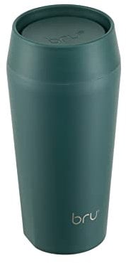 bru Travel - Insulated Coffee Cup Travel Mug for Hot Drinks, Leakproof, Ceramic Lined (340ml, Aranya Green)