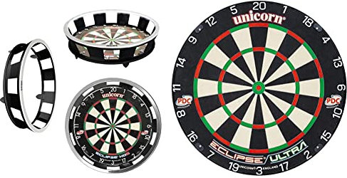 Unicorn Solar Flare Dartboard Surround mit integrierter Beleuchtung & Eclipse Ultra Professional Bristle Dartscheibe, Einheitsgröße, Schwarz, 79900