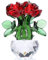 Tolida Figura decorativa de cristal con ramo de rosas de cristal, diseño de flores, color rojo