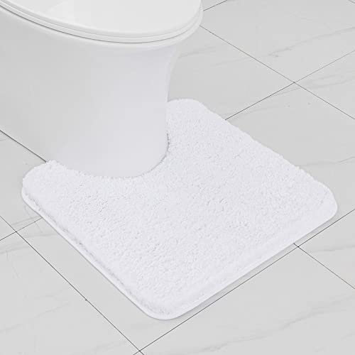 MIULEE Badematte Weiche Badteppich U Förmige Deko Matte rutschfest Fußmatte Flauschig Teppich Waschbar Badteppich Badvorleger Badezimmerteppich für Toilett WC Badezimmer 50x50 cm Weiß
