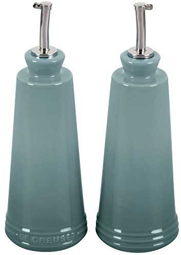 LE CREUSET Stoneware Oil and Vinegar Set, Sea Salt, 10 oz.