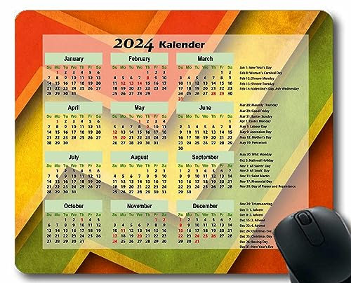 YENDOSTEEN Mauspad mit Kalender 2024 HD-Schriftart with Holidays,Schmetterlingsgraslichtflug Maus-Pads