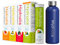 HYDRATIS - Pack 4 Tubes de Pastilles Effervescentes avec Electrolytes + Gourde 500 ml Bleu - Optimise l'Hydratation - Citron/Fleur de Sureau + Fruits des Bois + Pêche + Citronnelle/Gingembre