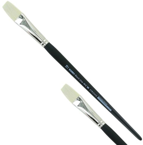 KUM 5122411 - Acryl- und Ölpinsel Black Line, Flach, Größe 18, für Künstler, Künstlerpinsel, Künstlerbedarf