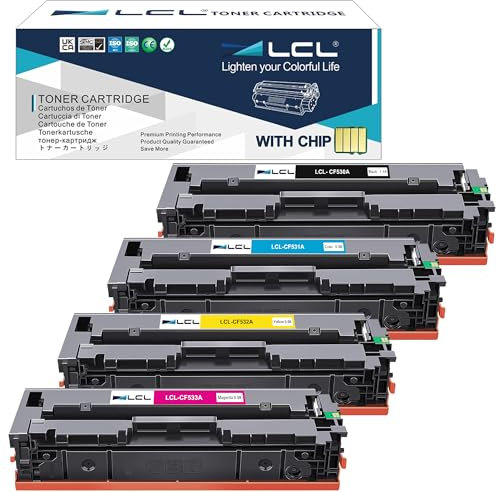 LCL Remanufactured Tonerkartusche 205A CF530A CF531A CF532A CF533A (1Schwarz 1Cyan 1Magenta 1Gelb) kompatibel für HP Color LaserJet Pro M154 M154NW MFP M180 M180n M180nw MFP M181 M181 M181FW Printer