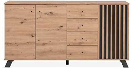 möbelando Sideboard Medan 51C in Artisan Oak/Anthrazit. Abmessungen (BxHxT) 160x85x40 cm