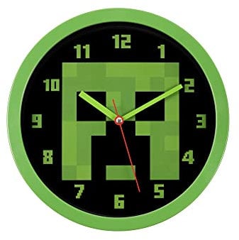 Minecraft Wall Clock, Green & Black, One Size