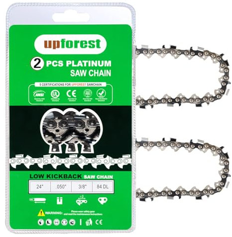 UPFOREST 24 Inch Chainsaw Chain 2 Pack .050 Gauge, 3/8 Pitch, 84 Drive Links Low-kickback Full Chisel Fit Husqvarna 455 Rancher Chain 460 450 Echo CS-7310P & CS-7310PW,Remington rm4620(72YL84X2)