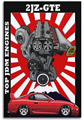 JDM Auto-Poster für Supra 2JZ-GTE Motor, dekoratives Gemälde, Leinwand, Wand- und Kunstbild, Familien-Schlafzimmer, Dekoration, 40 x 60 cm