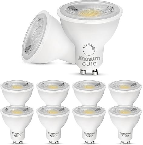 linovum 10er Set LED GU10 Leuchtmittel dimmbar warmweiß 2700K 6,5 Watt mit GU10 Fassung 230 Volt - Ersatzleuchtmittel für Halogen
