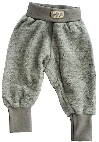 Lilano, Baby Hose Wollfrottee Plüsch, 100% Bio Wolle (kbT) (Grau, 62)