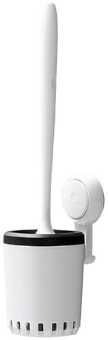 MKYOKO Escobilla de baño Blanca giratoria 360 ° con Soporte Montaje en Pared Juego de escobillas de baño Secado rápido Fácil Limpieza Silicona Suave Ventosa