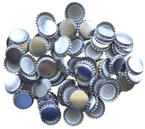 BALLIIHOO 29mm Large Crown Caps - Pack of 100 x Silver - for Champagne and Oversize Bottles
