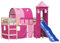 vidaXL Kinderhochbett, Hochbett mit Turm Rutsche, Spielbett Bett für Kinder ab 6 Jahren, Kinderbett Etagenbett Stockbett, Rosa 80x200cm Massivholz Kiefer