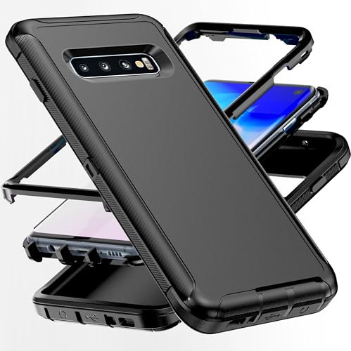 AYMECL for S10 Plus Case, [Military Grade] 3 in 1 Heavy Duty Full Body Shockproof Protection Phone Case for Samsung Galaxy S10 Plus 6.4 inch,Black