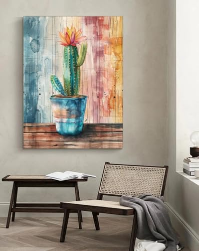 Kunstdrucke auf leinwand Kaktus im Blumentopf,C,50 * 70cm Leinwand Vlies Wandbild Kunstdruck Wanddeko Wand Wohnzimmer Wanddekoration Deko Kunst Modern