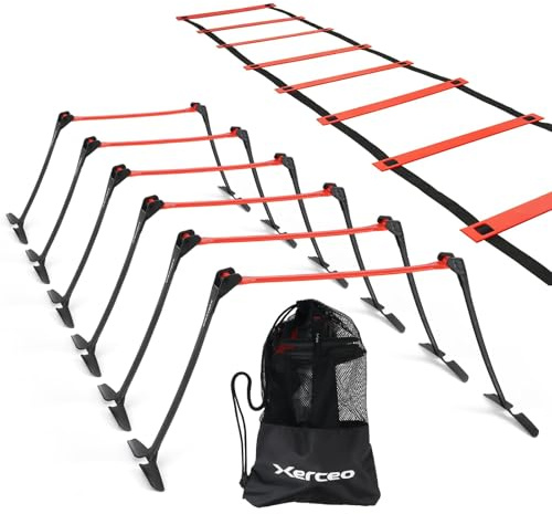 Xerceo Sports Faltbare Trainingshürde und Agility-Leiter-Set, höhenverstellbar, leicht, 6 Stück pro Packung