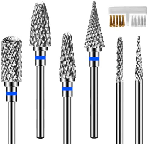 Diesisa 6 Stück Nagelfräser Bits, Nagelfräser Aufsätze 3/32 Zoll (2,35 mm), Hartmetall Bits für Nagelfräser, Fräser Bit für Gelnägel Acrylnägel Naturnägel (Mittlere Körnung)