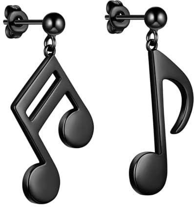 SEIHOP Musical Note Staff Stud Earrings Black Gun Plated Asymmetry Treble Clef Music Note Studs Jewelry Gifts for Music Lover KE0044K
