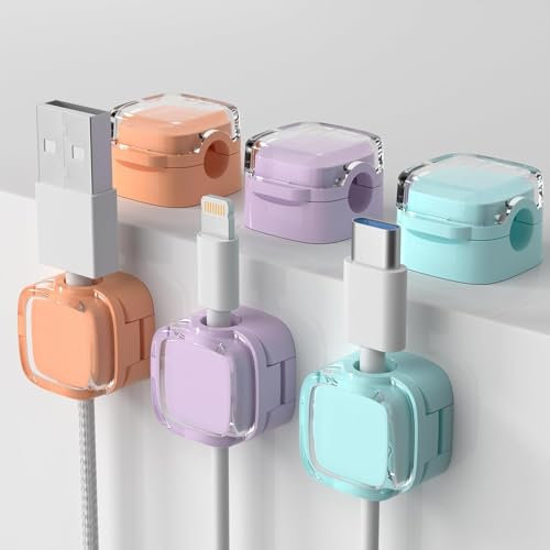 6PCS Ladekabel Magnetische Kabel Organizer Lagerung Halter, 2024 Neue Magnetische Kabel Clips, Kabelhalter Selbstklebend, Kabel Organizer Selbstklebend für Schreibtisch (Gemischte Farben)