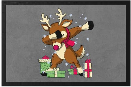 Hey!Print Weihnachtselch Fußmatte Weihnachtsparty Elch Tanz Merry Christmas Frohes Fest Weihnachtstage Winter Weihnachten