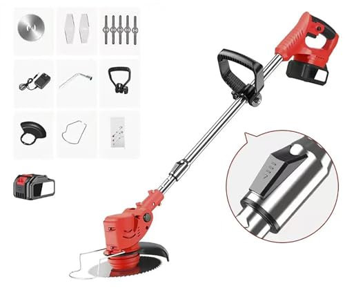 FEVKFTXF Tondeuse à Gazon au Lithium-ION multifonctionnelle pour Petite Maison, Outil d'élagage de Jardin, Tondeuse à Gazon électrique Rechargeable portative, désherbeur sans Fil,Battery 1