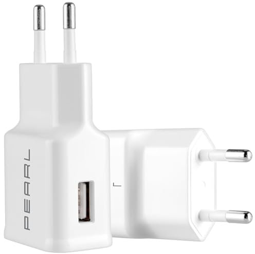 PEARL Netzteil 230V: 2er-Set kompakte USB-Netzteile, USB-A, 5 V, 2,1 A / 10,5 W, weiß (mit Ausgang, Steckdose Stecker für Kabel, iPhone Ladestation)