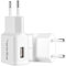 PEARL Netzteil 230V: 2er-Set kompakte USB-Netzteile, USB-A, 5 V, 2,1 A / 10,5 W, weiß (mit Ausgang, Steckdose Stecker für Kabel, iPhone Ladestation)