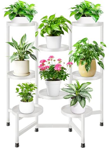 KHayRovies 8 Etagen Pflanzenregal Blumenregal, Pflanzenständer Blumenständer Metall, Blumentopfständer Blumentreppe Blumenbank für Innen, Blumenregal Pflanzentreppe für Balkon Wohnzimmer