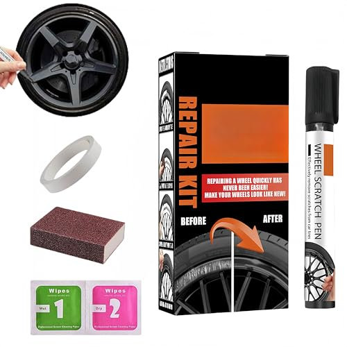 Lackstift Schwarz,Lackstift Auto,Schwarz Glänzend,Auto Reparatur Lack,Ausbesserungslack,Felgen Ausbesserungslack,für Felgenlack,Rad Nabe Kratzer Reparatur Stift Set