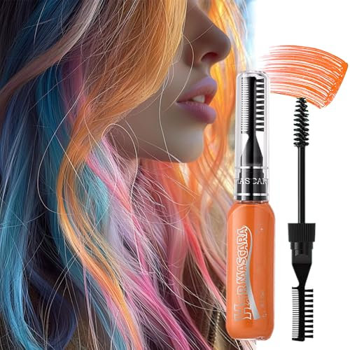 Orange Temporary Hair Chalk Mascara - Hair Dye for Kids, Girls, Non-toxic Hair Chalks for Parties and Daily Use Colorful Hair Look