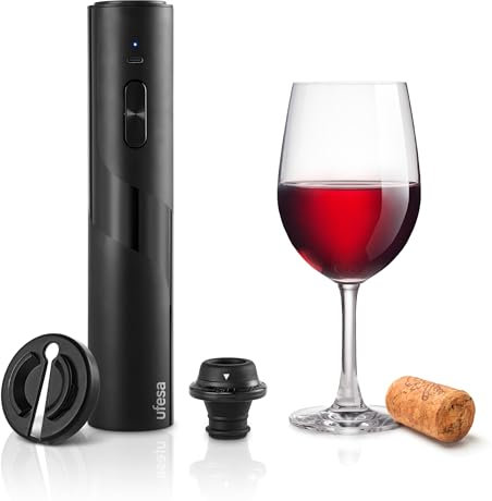 Ufesa EasyVac 2-in-1 Electric Corkscrew Set, Wine Bottle Opener, Vacuum Stopper, USB C Rechargeable, Bottle Opener in 8 Seconds, Wireless