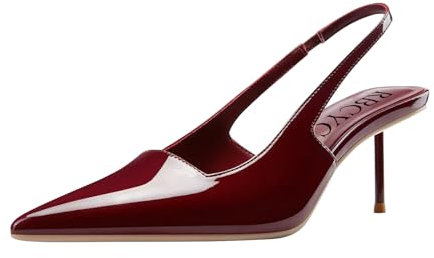 RBCYC Donna Slip On Pompa Moda Pelle Verniciata Sandalo Slingback Strappata Pizzo Chiuso Scarpe A Stiletto Tacco Alto Casual Domestico, rosso vivo, 39 EU
