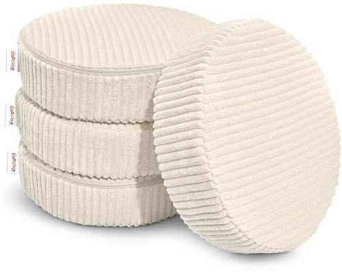 Linodino® Zaubersteine – Spielsofa Add-ons im 4er-Set | Vier Runde Schaumstoff-Kissen als Erweiterung zum Balancieren, Stapeln & Spielen I Elfenzauber Beige