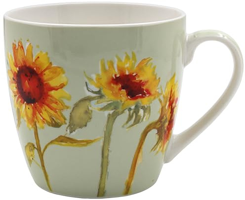 The Leonardo Collection Sunflowers Large Breakfast Mug Jennifer Rose Gallery for Drinks | Durable Coffee Cups for Home & Office | Comfortable & Easy-to-Hold Coffee Mugs for Beverages & Daily Use