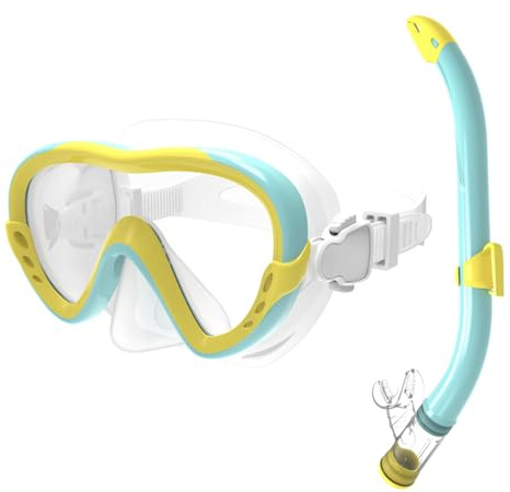 Snorkelset barn snorkel mask anti-läcka anti-imma silikon dykmask dykglasögon torr snorkel silikonmaterial snorkling set för pojkar flickor
