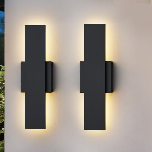 Zihoi 2 Pack 120CM Moderne Wandleuchte Aussen, 3000K 4000K 5000K 10% -100% Dimmbare Wandlampe, IP65 Wasserdichte Outdoor Wandleuchte Für Haus, Veranda, Garage, Patio, Hof, Eingang Schwarz