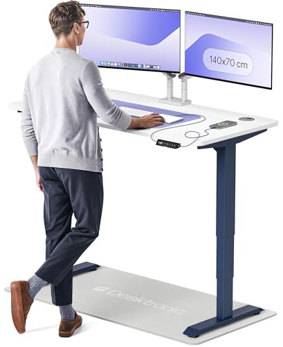 Desktronic HomePro Standing Desk – 140 x 70 cm Height Adjustable Desk with Electric Dual Motor, Touchscreen Controller & Integrated USB/USB-C, 3 Memory Presets