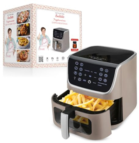 Fatto in Casa da Benedetta Friggitrice ad Aria (Capacità 6,5 Litri) Doppia Resistenza per Risultati di Cottura Perfetti, Rapidi e Uniformi - Partenza Ritardata, 13 Programmi