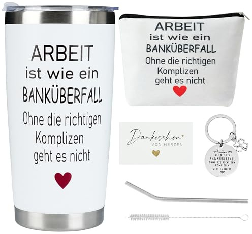 Rebundex Weihnachtsgeschenke für Kollegen Set Abschieds Jobwechsel Rente | Wichtelgeschenke für Kollegen Abschiedsgeschenk Geschenk Kollegin Geburtstag Tasse/Schlüsselanhänger/Kosmetiktasche