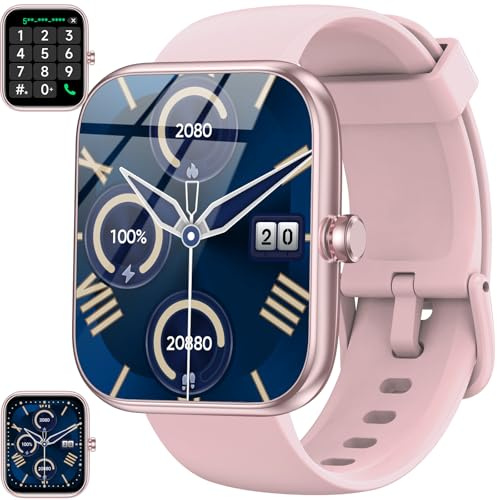 Reloj inteligente con Alexa integrado, pantalla táctil HD de 1.8 pulgadas, notificaciones/llamadas Bluetooth, IP68 impermeable, más de 120 modos deportivos, monitor de frecuencia cardíaca y sueño 24/7