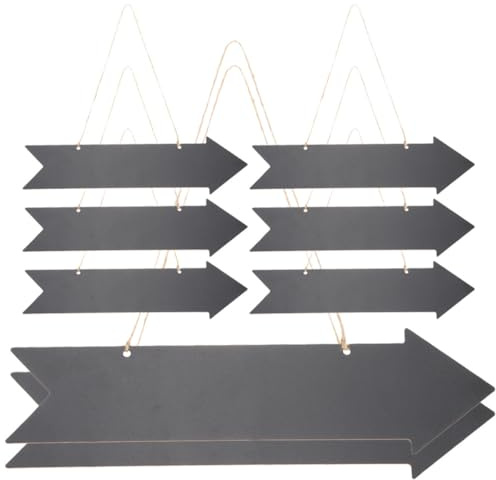 SOLUSTRE Lot de 8 Panneaux Directionnels en Bois 8,9 X 33,5 Cm, Double Face à Craie, Panneaux Fléchés Vierges Diy, Décoration Murale Pratique pour Commerces, Cafés et Salons