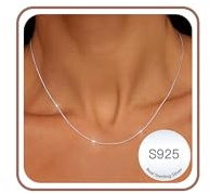 Aretas 1mm S925 Sterling Silver Chains Necklaces for Women, Box Chain Sturdy Fade-Proof Jewelry Valentines Birthday Gifts for Girls 16/18/20/22 Inch