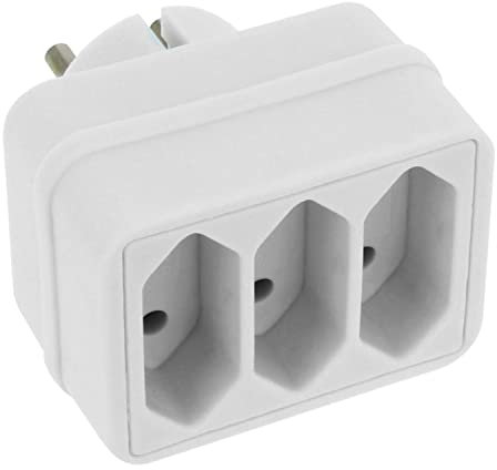 Amig - Ladro di spine a 3 prese Mod.3206 per collegare apparecchi elettrici | Adattatore da parete triplo orizzontale | Tensione massima: 250 V | Amperaggio massimo: 10 A