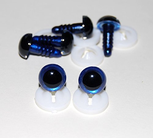 celloexpress 12mm GLASS LIKE Royal Blue Eyes with Plastic Backs - Safety Eyes for Soft Toy or Teddy Bear Making - Pack of 3 Pairs