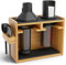 Hexnub Aeropress Organizer Premium Bamboo Stand Kaffedose Station für Aeropress Coffe Maker Filter, Tassen und Accessoires mit hochwärtiger Silikon Tropf Matte (Schwarz)