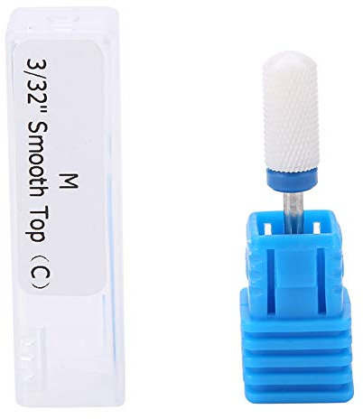 Taladro de uñas, brocas de cerámica para manicura pedicura gel cutícula gel pulido forma de cilindro cabeza de molienda, con base de exhibición(Blanco 03#)